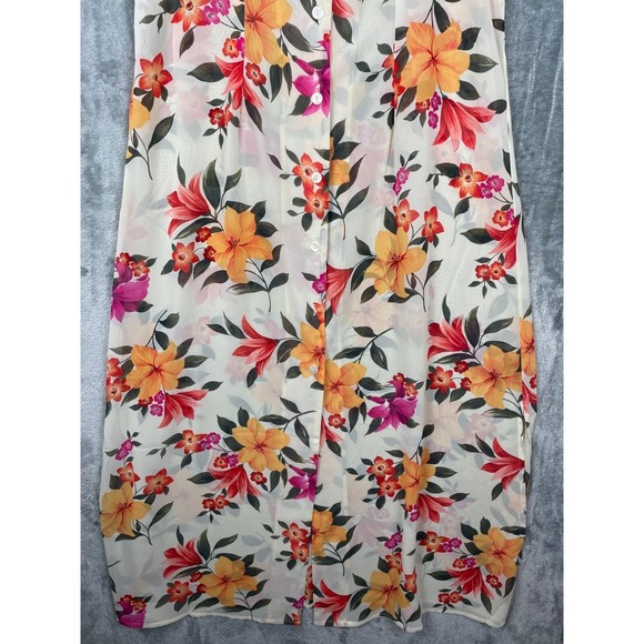 Victoria's Secret Maxi Dress Large Floral Button Up Sleeveless Sheer Y2K Vintage - Picture 5 of 11